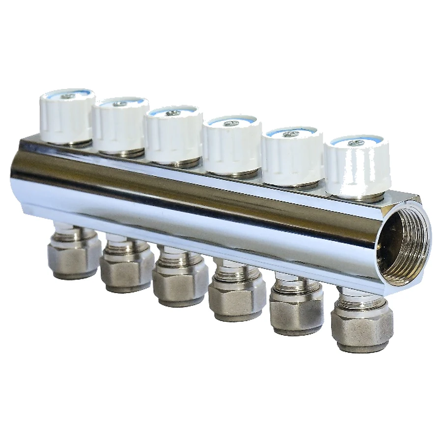 Razdelnik  1'' sa priključkom   1/2" i adapterima, razmak između rupa 37,5 mm