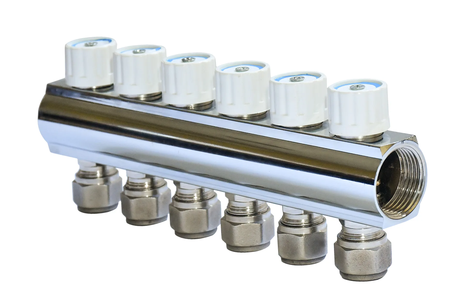 Razdelnik  1'' sa priključkom   1/2" i adapterima, razmak između rupa 37,5 mm